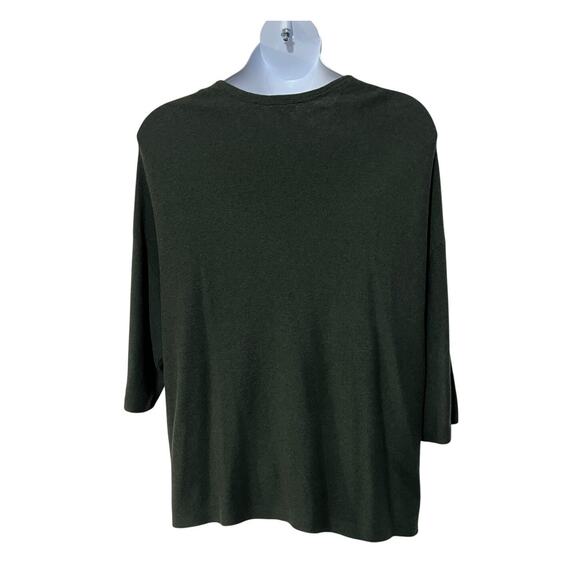 PURE J. JILL WOMENS XLARGE V-NECK DOMAN TUNIC SILK WOOL BLEND SWEATER GREEN - Picture 2 of 11